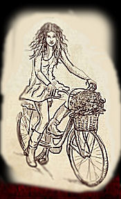 Meedchen op engem velo